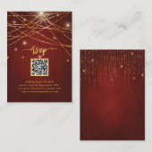 Carte D'accompagnement Élégant Sparkling Gold String Lights QR Code RSVP (Devant / Derrière)