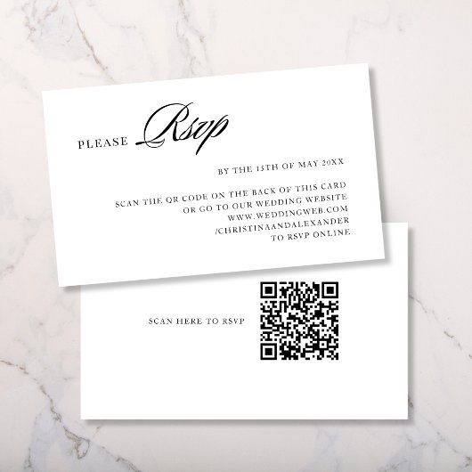 Carte D'accompagnement Élégant Style Sophistiqué Code QR au dos