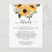 Carte D'accompagnement Elégant Sunflower Greenery Détails du Mariage (Devant)
