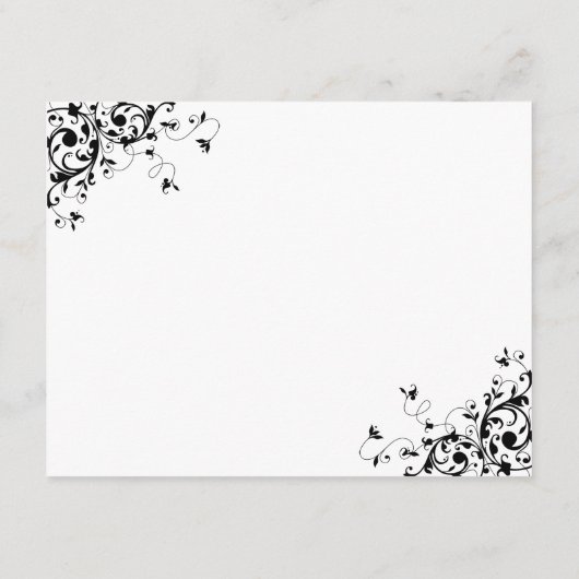 Carte D'accompagnement Elegant Swirls Black & White Mariage Détail (Dos)