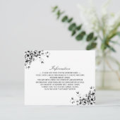 Carte D'accompagnement Elegant Swirls Black & White Mariage Détail (Debout devant)