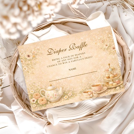 Carte D'accompagnement Elegant Tea Garden Diapper Raffle
