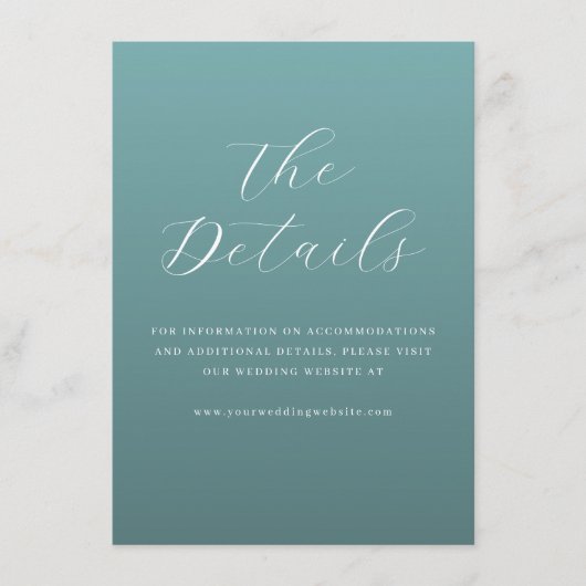 Carte D'accompagnement Elegant Teal Typographic Invite (Devant)