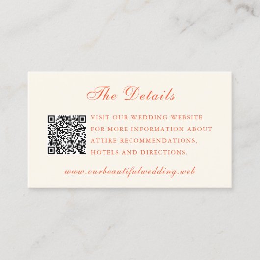 Carte D'accompagnement Elegant Terracotta Modern Classic Wedding (Devant)