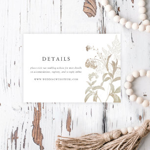Carte D'accompagnement Elégant Terrain Floral Blanc Détails du Mariage