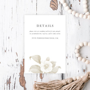 Carte D'accompagnement Elégant Terrain Floral Blanc Détails du Mariage