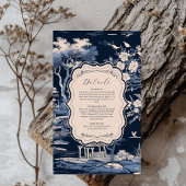 Carte D'accompagnement Elégant Toile Bleue De Jouy Mariage