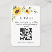 Carte D'accompagnement Élégant tournesol Eucalyptus Mariage QR DÉTAILS (Devant)
