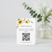 Carte D'accompagnement Élégant tournesol Eucalyptus Mariage QR DÉTAILS (Debout devant)