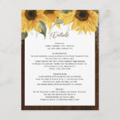 Carte D'accompagnement Élégant tournesol rustique, détails mariages (Devant)