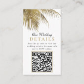 Carte D'accompagnement Elégant Tropical Palm Tree Beach Mariage Détail QR (Devant)