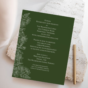 Carte D'accompagnement Elégant Vert Blanc Floral Détails du Mariage