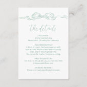 Carte D'accompagnement Elégant vert clair main tiré Bow Détails du Mariag (Devant)