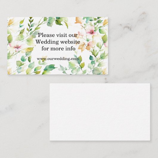 Carte D'accompagnement Elégant vert fleurs sauvages d'aquarelle (Devant / Derrière)