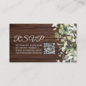 Carte D'accompagnement Élégant vert Mariage de bois rustique QR Code RSVP (Devant)