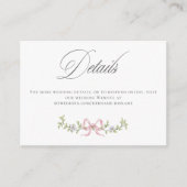Carte D'accompagnement Elegant Victorian Pastel Floral Bow Wedding Detail (Devant)