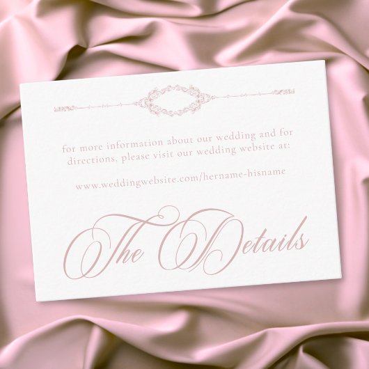 Carte D'accompagnement Elegant Vintage Baroque Dusty Pink Wedding