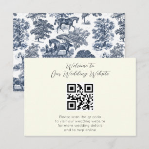 Carte D'accompagnement Elégant Vintage Blue Horse Toile Mariage