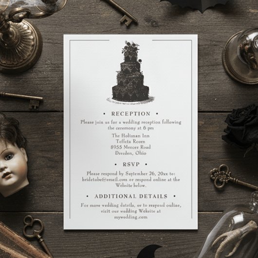 Carte D'accompagnement Elegant Vintage Gothic Black Toile Wedding