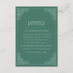 Carte D'accompagnement Élégant Vintage Vert blanc Mariage détails