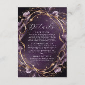 Carte D'accompagnement Élégant violet doré Mariage de cadre Floral (Devant)