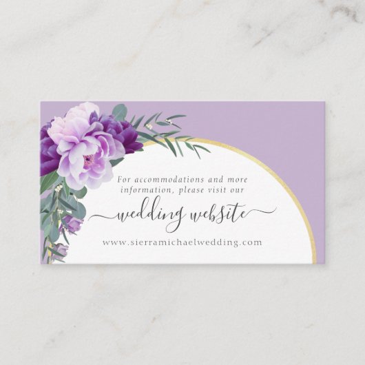 Carte D'accompagnement Élégant violet Floral Arch Mariage site Web (Devant)