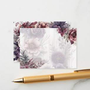 Carte D'accompagnement Élégant violet, rose et marron floral Blank