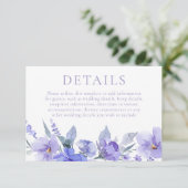 Carte D'accompagnement Elégant violet violet Aquarelle violet Détails du  (Debout devant)