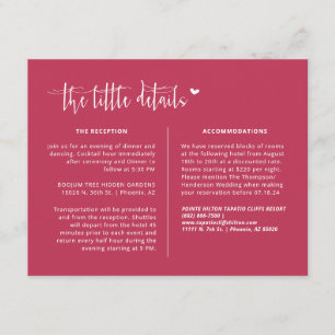 Carte D'accompagnement Elegant Viva Magenta Boho Détails du Mariage QR Co