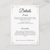 Carte D'accompagnement Elegant Wedding Enclosure Card Gold Details Insert (Devant)