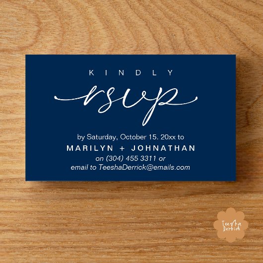 Carte D'accompagnement Elegant Wedding Invites RSVP via Phone or Email