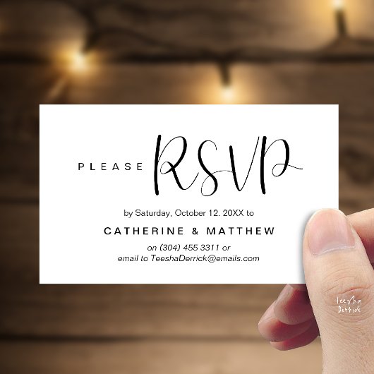 Carte D'accompagnement Elegant "Wedding RSVP" Reminder Details