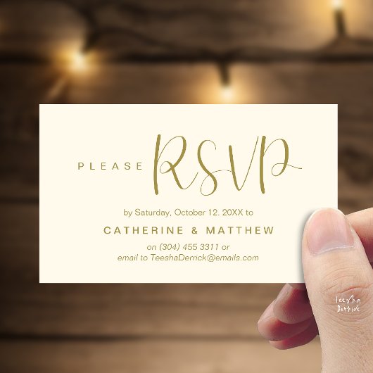 Carte D'accompagnement  Elegant "Wedding RSVP" Reminder Details