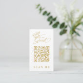 Carte D'accompagnement Elegant Whimsical Script Photo Qr Code Wedding (Debout devant)