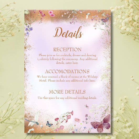 Carte D'accompagnement Élégant Whimsical Wildflower rose