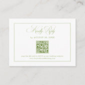 Carte D'accompagnement Elegant White and Green Wedding RSVP Qr Code  (Devant)