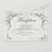 Carte D'accompagnement Elegant White Floral Wedding Greenery Gold Frame (Devant)