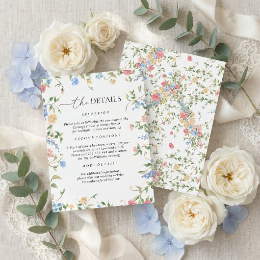 Carte D'accompagnement Elegant Wildflower Wedding Details