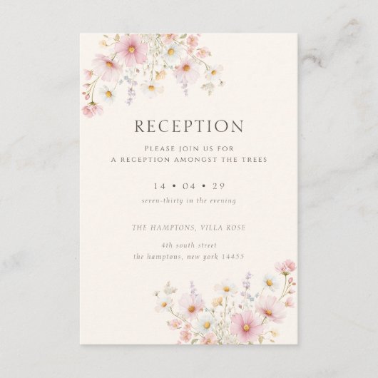 Carte D'accompagnement Elegant Wildflowers Reception Wedding (Devant)