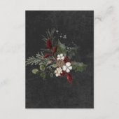 Carte D'accompagnement Elegant Winter Berries & Pine Black Wedding (Dos)