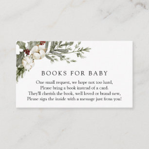 Carte D'accompagnement Elégant Winter Floral Books for Baby Request