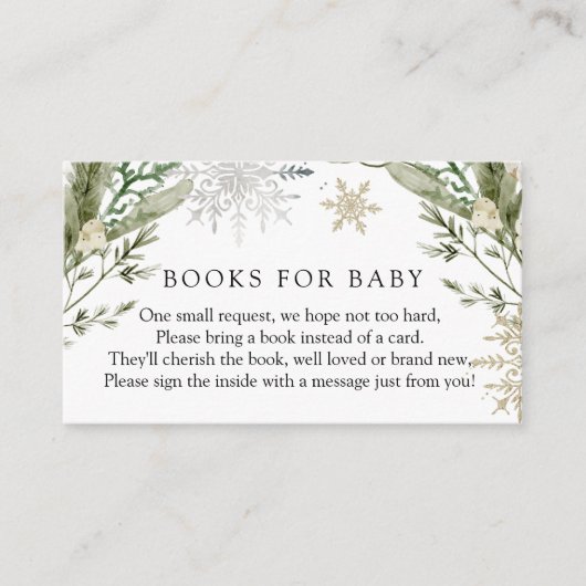 Carte D'accompagnement Elégant Winter Floral Books for Baby Request (Devant)