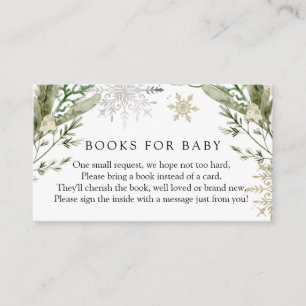 Carte D'accompagnement Elégant Winter Floral Books for Baby Request