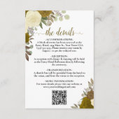 Carte D'accompagnement Elegant Yellow Gold Roses Détails Mariage QR Code (Devant)