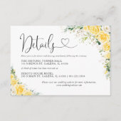 Carte D'accompagnement Elegant Yellow Wedding Details Card (Devant)