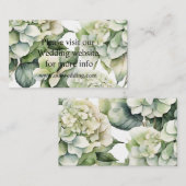 Carte D'accompagnement Elégante aquarelle blanche vert hydrangée florale (Devant / Derrière)