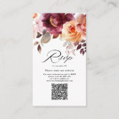 Carte D'accompagnement Elégante aquarelle Bourgogne QR Code Mariage RSVP (Devant)