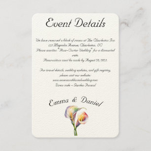 Carte D'accompagnement Elégante aquarelle Calla Lilies Romantique Floral