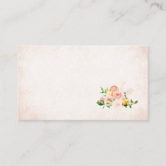 Carte D'accompagnement Elégante aquarelle Citrus rose Fleurs A Recette ca (Dos)