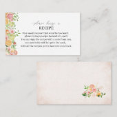 Carte D'accompagnement Elégante aquarelle Citrus rose Fleurs A Recette ca (Devant / Derrière)